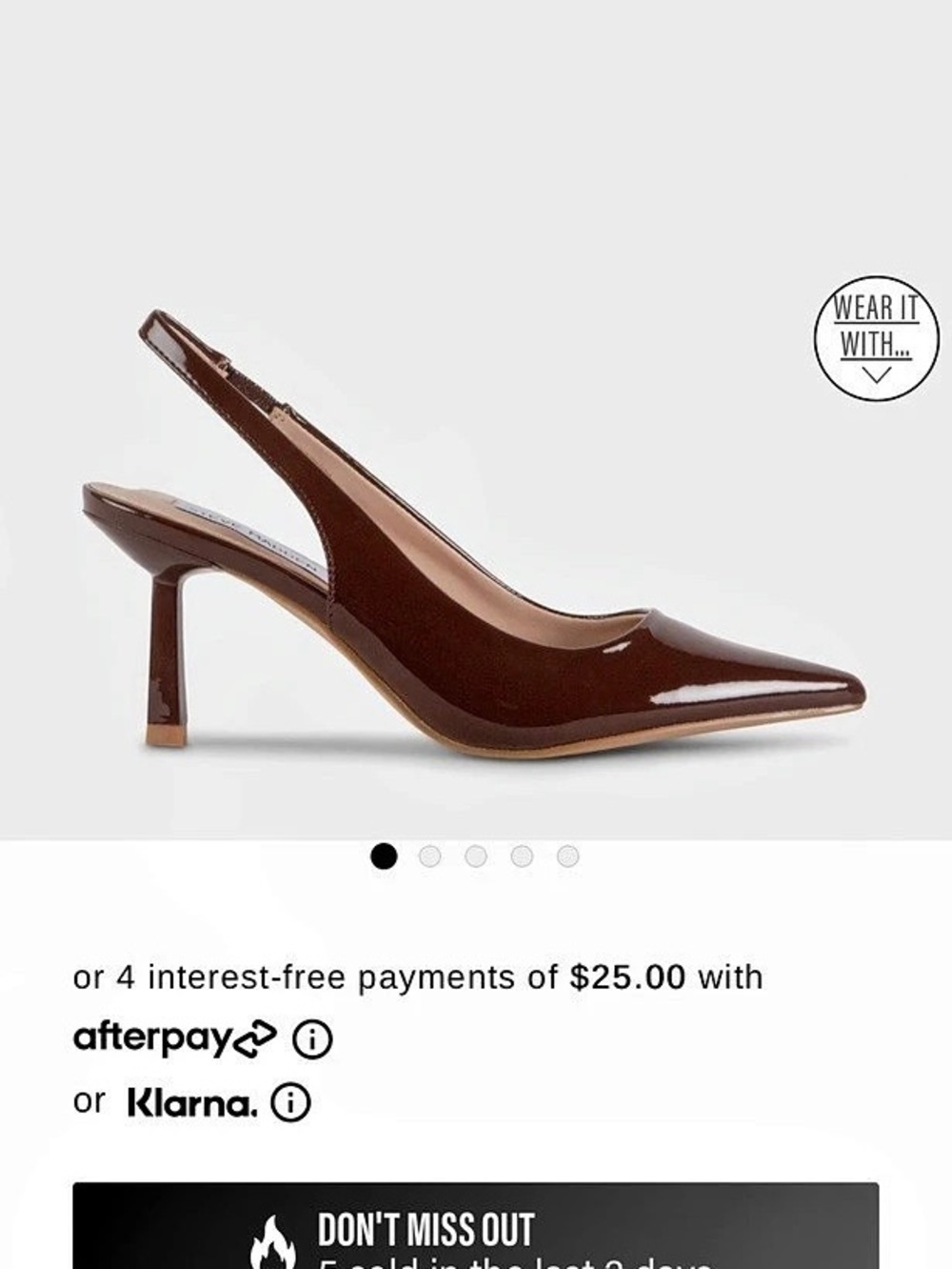 Steve Madden Delva Brown Patent Slingback Pointed-Toe Heel Brown Patent